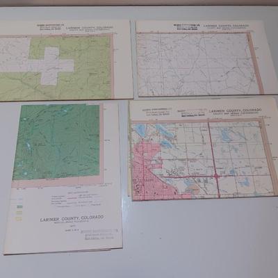 Vintage 1977 Larimer County, Colorado topographical maps series 1 -4