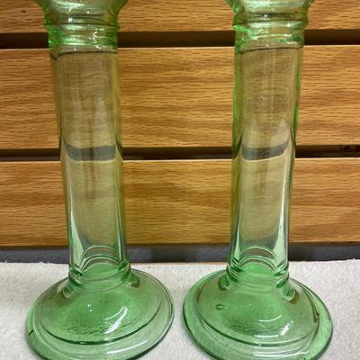 Green candle holders
