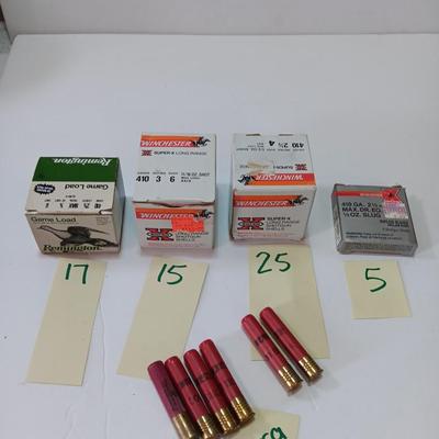 Assortment of 410 Guage shotgun shells Ammunition