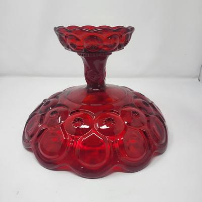 Vintage Amberina Glass Pedastal Fruit Bowl Centerpiece