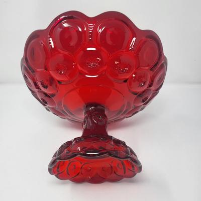 Vintage Amberina Glass Pedastal Fruit Bowl Centerpiece