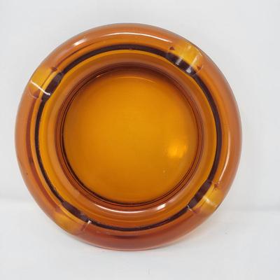 MCM Ashtrays Amber Glass, Hyalyn Ceramic