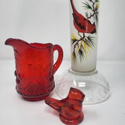 Decorative Glass Birds in Red + More