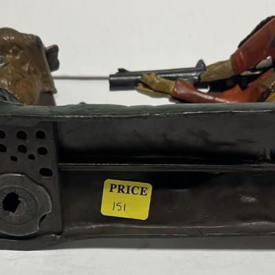 Antique J. & E. Stevens Cast Iron "Indian Shooting Bear" Mechanical Bank in VG Preowned Condition & in Good Working...