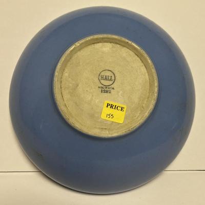 Vintage Hall Blue Color Pottery Bowl 9-3/4