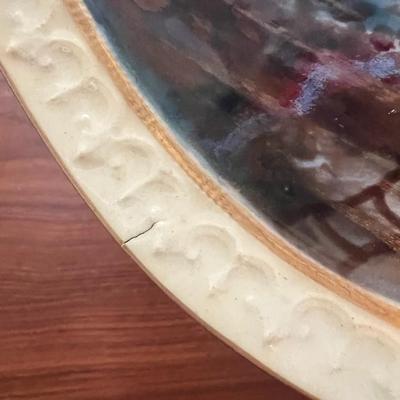 Antique Limoges Hand Painted Fish Platter w/Diver 24-1/2" Long & 12 Plates 9" in Diameter in Great Condition.