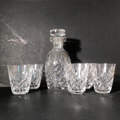 LOT 6K: Waterford Crystal Whiskey Decanter w/ 5 Crystal Cups