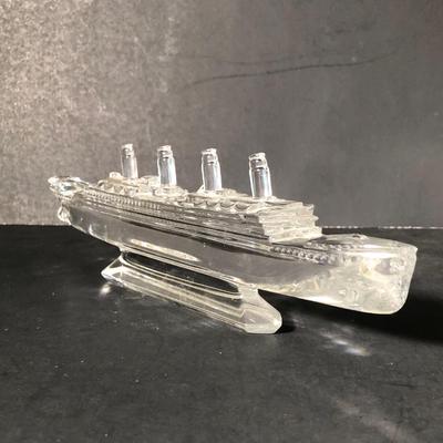 LOT 9K: Vintage Waterford Crystal Steam Ship / Titanic