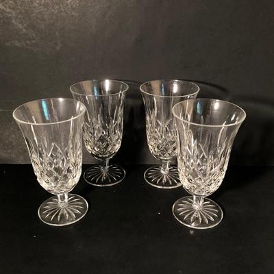 LOT 10K: Four Matching Waterford Crystal Stemmed Goblets & Waterford Gold Rim Crystal Brandy Snifter