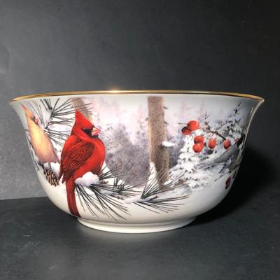 LOT 13K: Lenox Winter Greetings Collection & More - Scenic Large Bowl by Catherine McClung, 1995 Plate by McClung, Serenade Bowl, Every...
