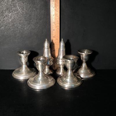 LOT 18K: Weighted Sterling Collection - Columba S&P, Columbia Candle Holders & JW 830 Candle Holders