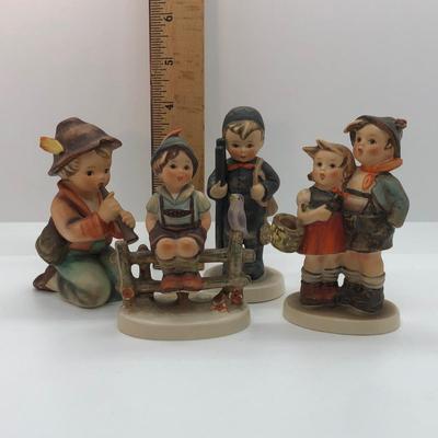 LOT 23K: Vintage Goebel MI Hummel Figurines - Chimney Sweep, Surprise, Little Tooter & Wayside Harmony