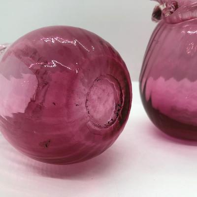 LOT 28K: Vintage Hand Blown Cranberry Glass Pitchers & More