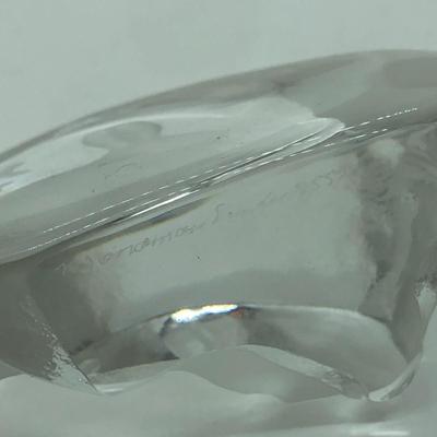 LOT 32D: Signed Mats Jonasson Art Crystal Relief Paperweights w/ Glass Birds