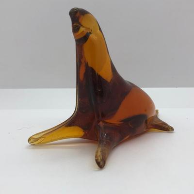 LOT 33D: Vintage 1946 Maui Hot Island Glass Bubble Paperweight, Hand Blown Amber Glass Owl & Seal, Elephant & More