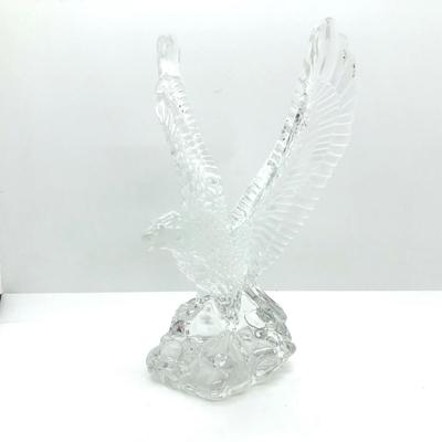 LOT 64D: Waterford Crystal Eagle Sculpture w/ Lit Mirrored Display Stand