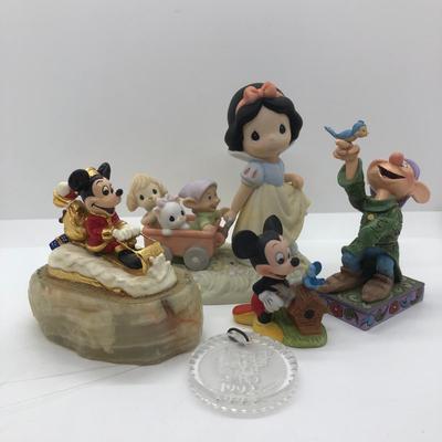 LOT 66K: Disney Collection - Signed 1991 Ron Lee Mickey Santa, 1992 Waterford Crystal Ornament (w/ Box), 2006 Precious Moments #630038...
