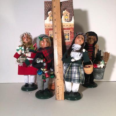 LOT 78G: Byer's Choice The Carolers w/ Box - 1992 Chimney Boy, 2021 Stockings Family Girl & 2003 Girl w/ Ornaments