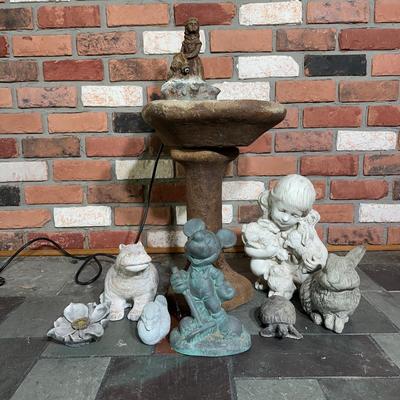 LOT 134P: Vintage Signed Fountain w/ Garden Statues