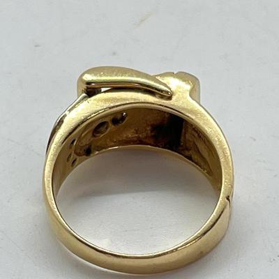LOT 178G: 14K Gold - 6.72 gtw - Women's Size 6 Ring, Belt Buckle Design