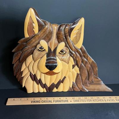 LOT 240M: Wooden Wolf Art Piece