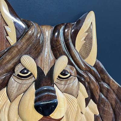 LOT 240M: Wooden Wolf Art Piece
