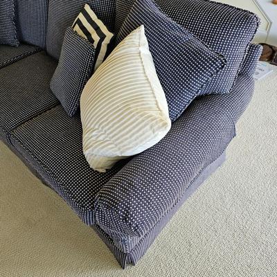 Blue Fabric Check Pattern Sofa w/Accent Pillows (LR-JS)
