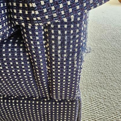 Blue Fabric Check Pattern Sofa w/Accent Pillows (LR-JS)