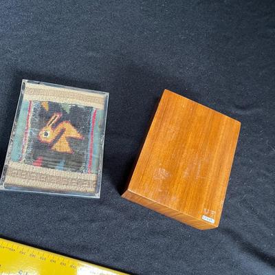 Wood trinket box with tapestry