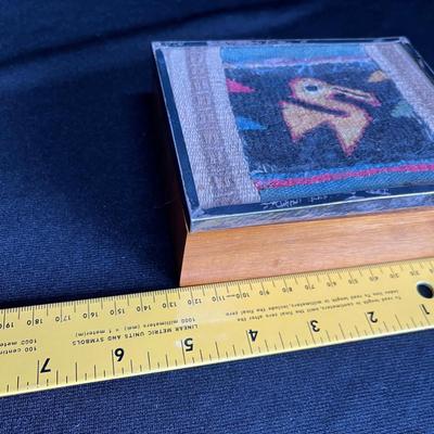 Wood trinket box with tapestry