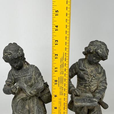 Cast Iron Antique Boy & Girl statues