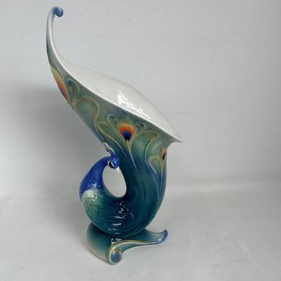 Franz Pottery Peacock Vase