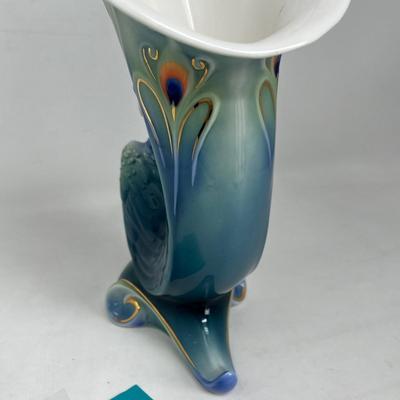 Franz Pottery Peacock Vase