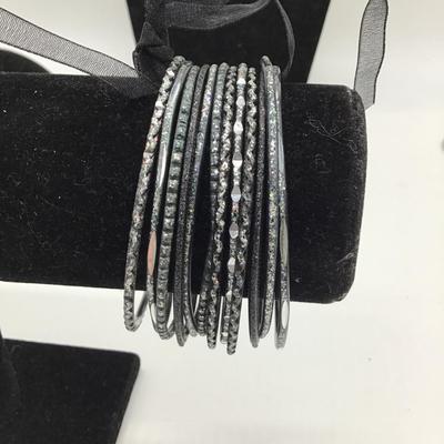 Set of black sparkly bracelets