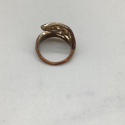 Copper toned leaf ring
