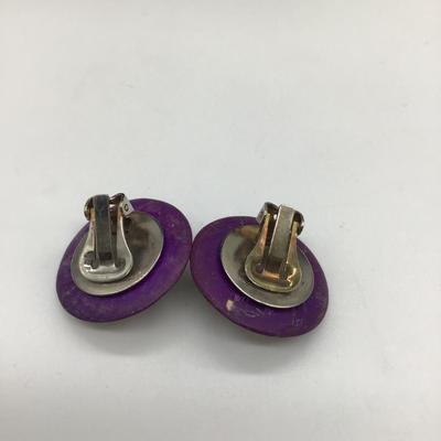Purple vintage clip on earrings