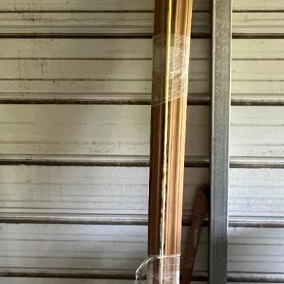 Wood trim Brass curtain rod Wood tool handle