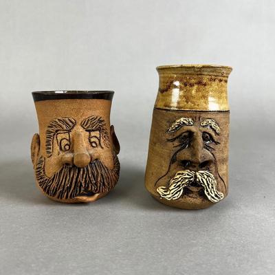 683 Vintage Handcrafted Bearded Men Stoneware Mugs