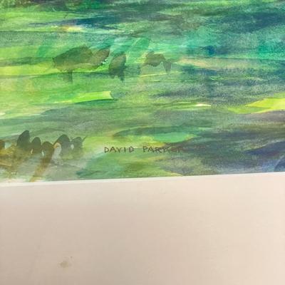 "Pasture" Signed by David Parker, Matted and Framed (S-SS)