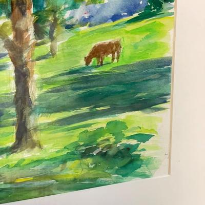 "Pasture" Signed by David Parker, Matted and Framed (S-SS)