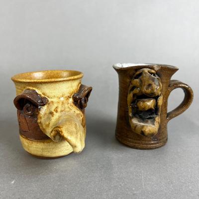 688 Vintage Handcrafted 3D Scary Stoneware Mugs