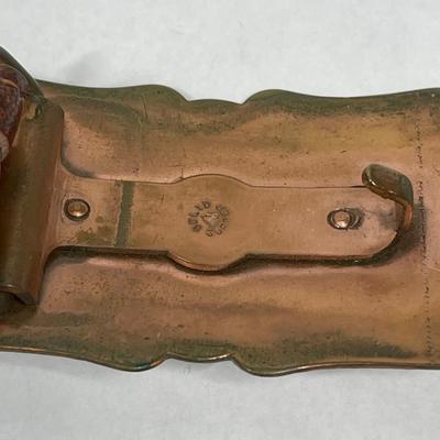 Copper Belt Buckle - Native American Thunderbird Design and Leather Belt