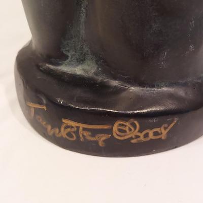 Signed Cobalt Blue Blown Glass Vase & Mother W/ Child Statue (LR-BBL)