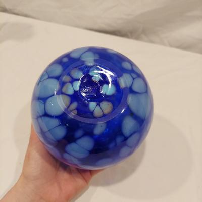 Signed Cobalt Blue Blown Glass Vase & Mother W/ Child Statue (LR-BBL)