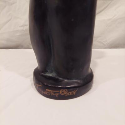 Signed Cobalt Blue Blown Glass Vase & Mother W/ Child Statue (LR-BBL)