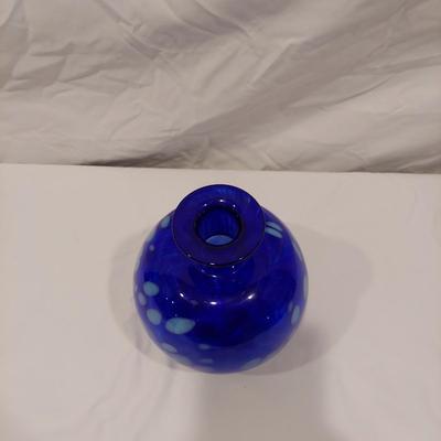 Signed Cobalt Blue Blown Glass Vase & Mother W/ Child Statue (LR-BBL)