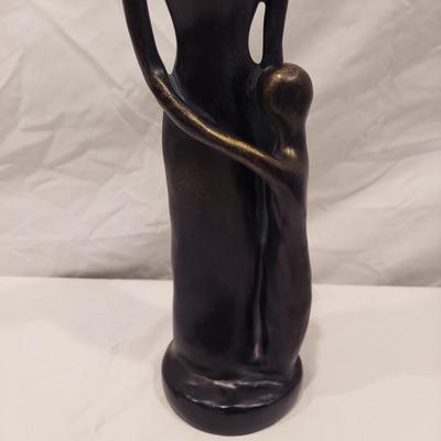 Signed Cobalt Blue Blown Glass Vase & Mother W/ Child Statue (LR-BBL)