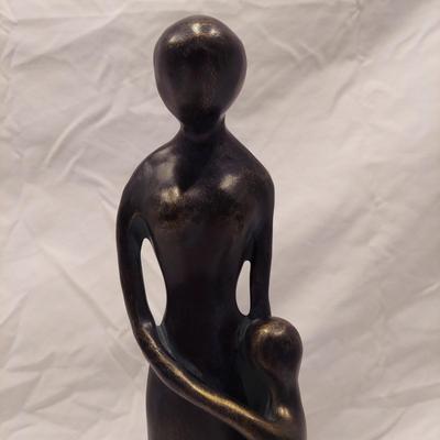 Signed Cobalt Blue Blown Glass Vase & Mother W/ Child Statue (LR-BBL)