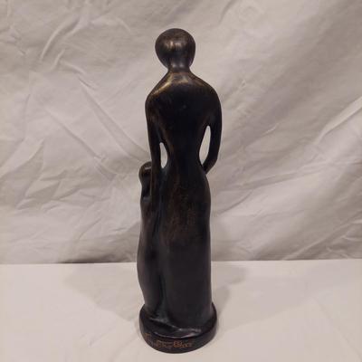 Signed Cobalt Blue Blown Glass Vase & Mother W/ Child Statue (LR-BBL)