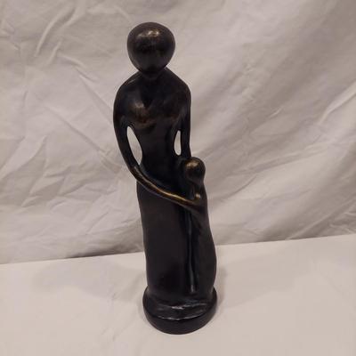 Signed Cobalt Blue Blown Glass Vase & Mother W/ Child Statue (LR-BBL)